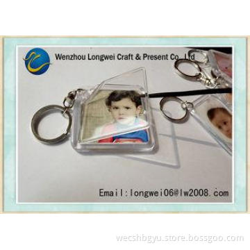 Mini Clear acrylic personalized plastic photo keychains / p